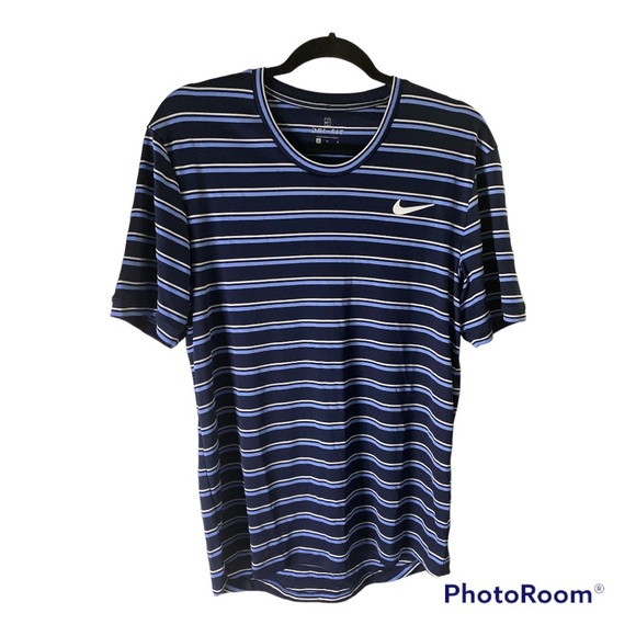 Nike Other - Nike Tennis-NikeCourt Striped Dri-Fit Tennis T-Shirt ~Blue Nike